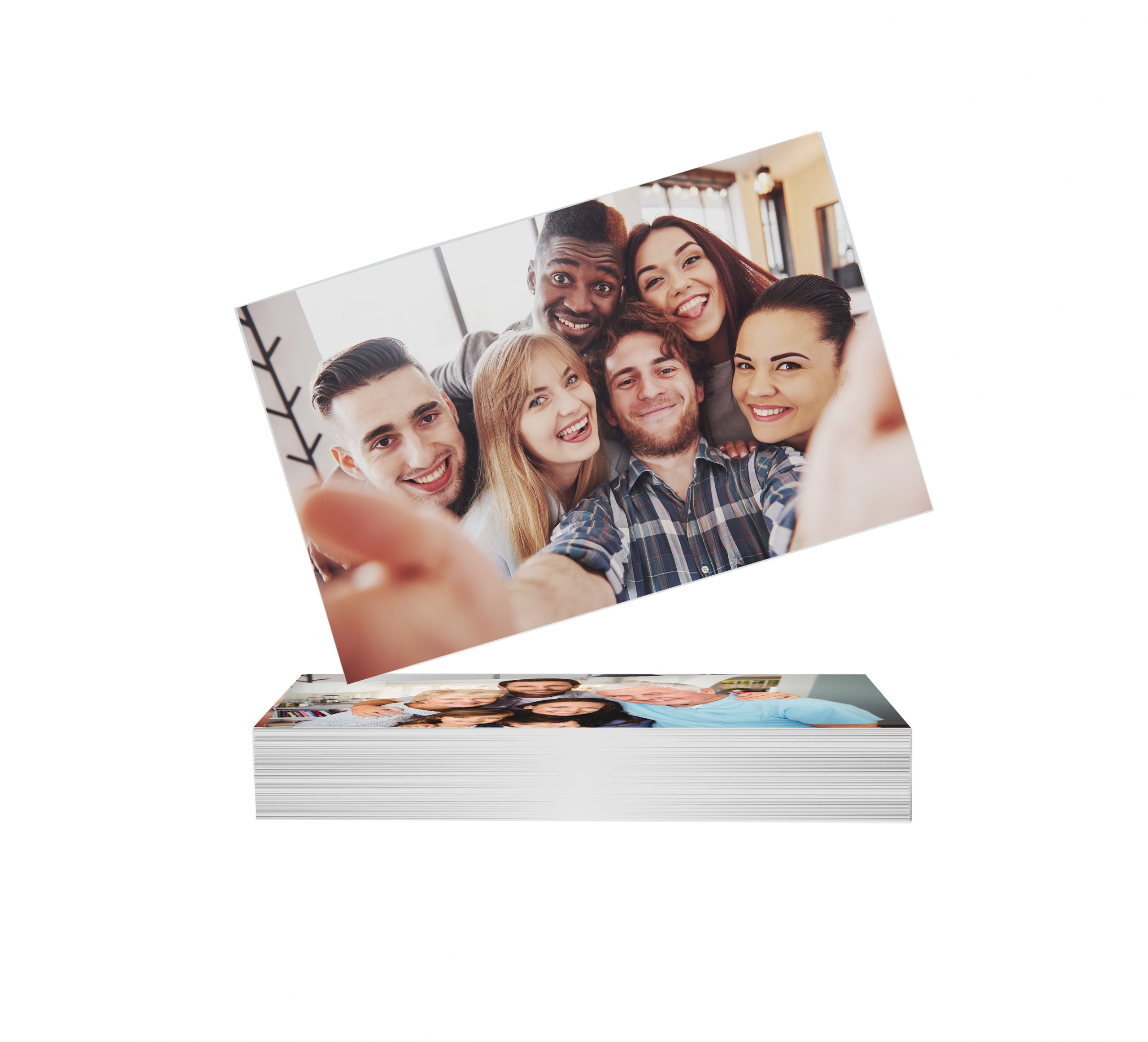White business card pile on white Mockup